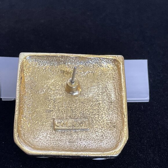 M Jent Red White Blue Gold Striped Square Earrings 1 inch 4th of July America - Picture 6 of 10